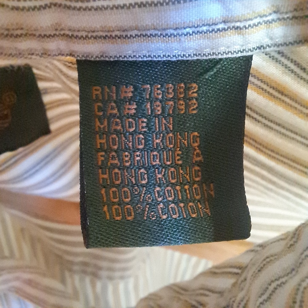 Vintage Timberland Y2K Prep Retro Men's M Beige/White Pinstriped Button-Down - Picture 9 of 10